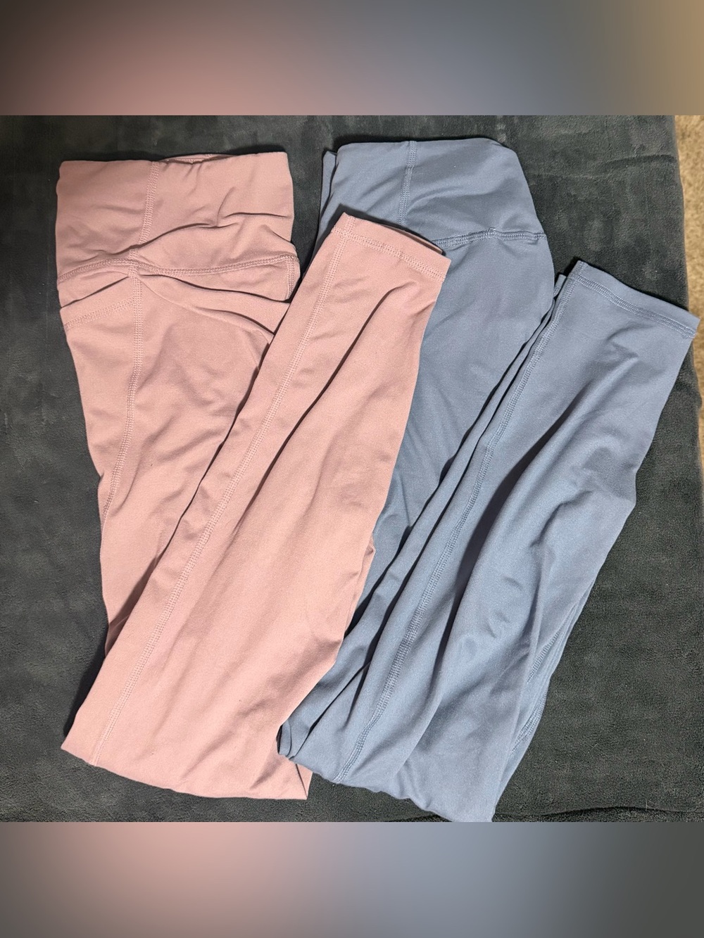 High-Rise Soft Stretch Leggings – Pink & Light Blue